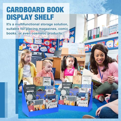 4 Pcs Classroom Cardboard Book Display Stand 3 Tiered Book Display Shelf 20" x 17" Tabletop Book Display Book Storage Rack Comic Display for School Library Office(White) in Saudi Arabia