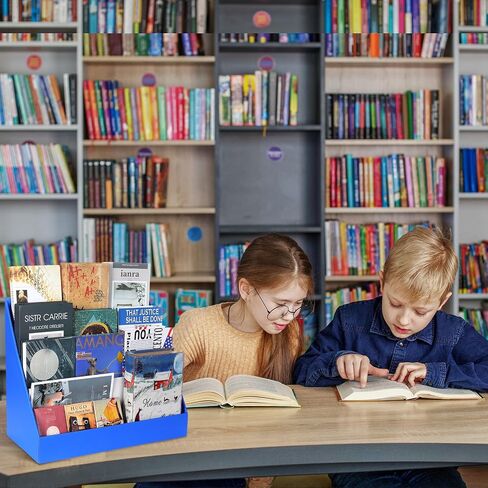 4 Pcs Classroom Cardboard Book Display Stand 3 Tiered Book Display Shelf 20" x 17" Tabletop Book Display Book Storage Rack Comic Display for School Library Office(White) in Saudi Arabia