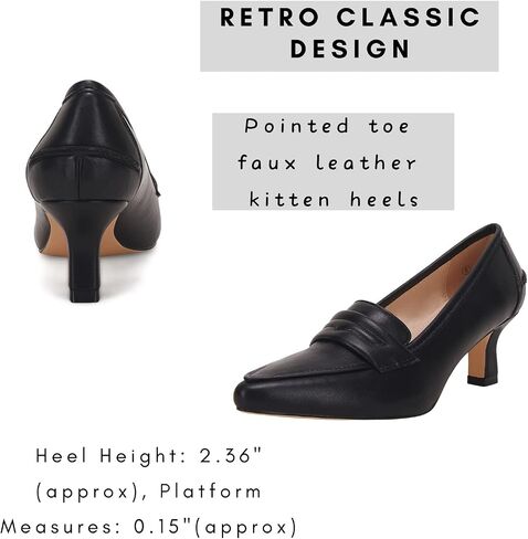 Coutgo Womens Low Kitten Heels Pumps Closed Pointed Toe Stiletto Faux Leather High Heel Slip on Office Dress Wedding Party Shoes Loafer Sandals in Saudi Arabia