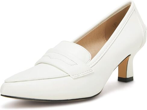 Coutgo Womens Low Kitten Heels Pumps Closed Pointed Toe Stiletto Faux Leather High Heel Slip on Office Dress Wedding Party Shoes Loafer Sandals in Saudi Arabia
