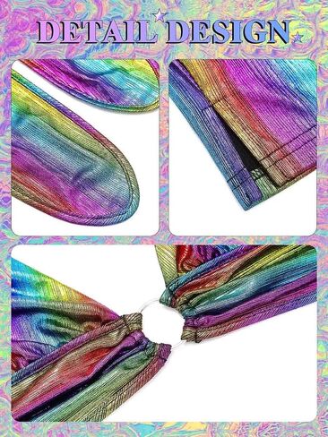 Kakaco Metallic Holograhic Skirt with Crop Top Sequence 2 Piece Outfits Sexy Rave Skirt Costume for Women in Saudi Arabia