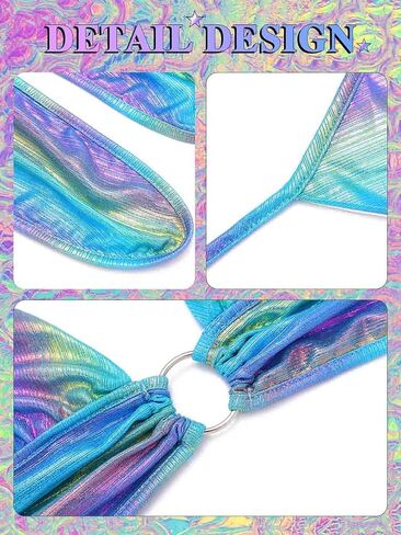 Kakaco Metallic Holograhic Skirt with Crop Top Sequence 2 Piece Outfits Sexy Rave Skirt Costume for Women in Saudi Arabia