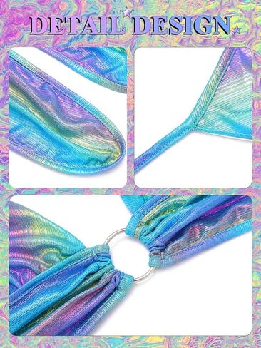 تنورة هولوجراهيك معدنية من Kakaco مع تسلسل علوي قصير مكون من قطعتين ملابس مثيرة تنورة الهذيان للنساء in Kuwait