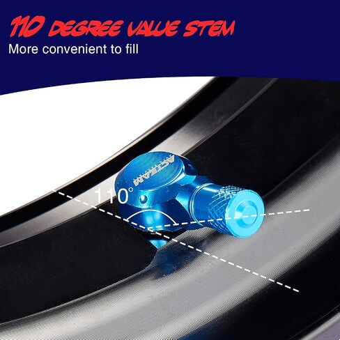 110 Degree CNC Motorcycle Wheel Valve Stems 1 Pair Aluminum Oblique Angle Valve Stems Tire 10mm/11.3mm Fit for Most Harley Davidson|BMW|Honda|Kawasaki|Suzuki|Yamaha and Triumph Bike-Black in Saudi Arabia