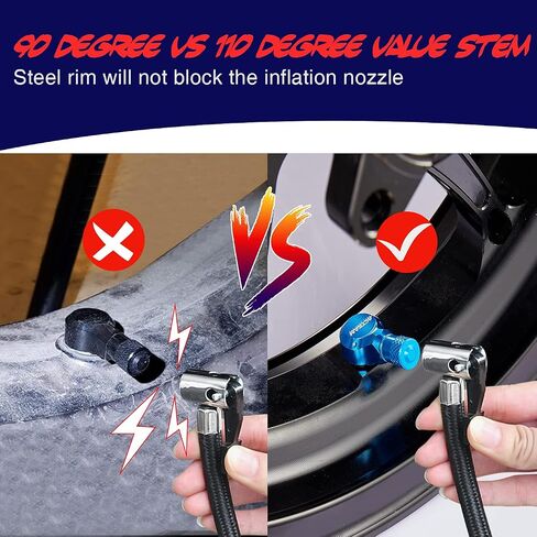 110 Degree CNC Motorcycle Wheel Valve Stems 1 Pair Aluminum Oblique Angle Valve Stems Tire 10mm/11.3mm Fit for Most Harley Davidson|BMW|Honda|Kawasaki|Suzuki|Yamaha and Triumph Bike-Black in Saudi Arabia