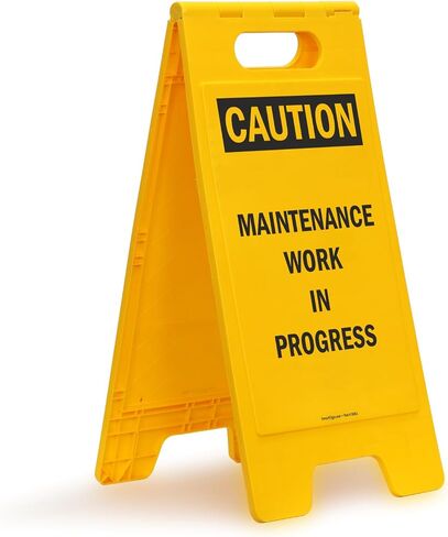 SmartSign 25 × 12 بوصة "تحذير - أعمال الصيانة جارية" لافتة أرضية قابلة للطي على الوجهين، بلاستيك بولي بروبيلين مطبوع رقميًا، أسود وأصفر in Saudi Arabia