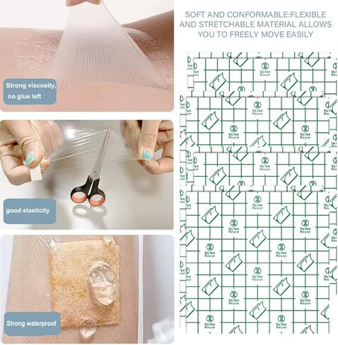 ضمادة مقاومة للماء شفافة لتضميد الجروح، طبقة لاصقة قابلة للتمدد، شريط لاصق واقي للبشرة للاستحمام، وشم السباحة، 30 قطعة in Kuwait