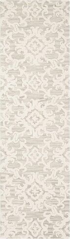 SAFAVIEH Blossom Collection 2'3" x 8' Grey/Ivory BLM104A Handmade Premium Wool Runner Rug in Saudi Arabia