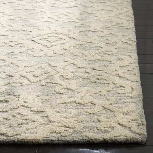 SAFAVIEH Blossom Collection 2'3" x 8' Grey/Ivory BLM104A Handmade Premium Wool Runner Rug in Saudi Arabia