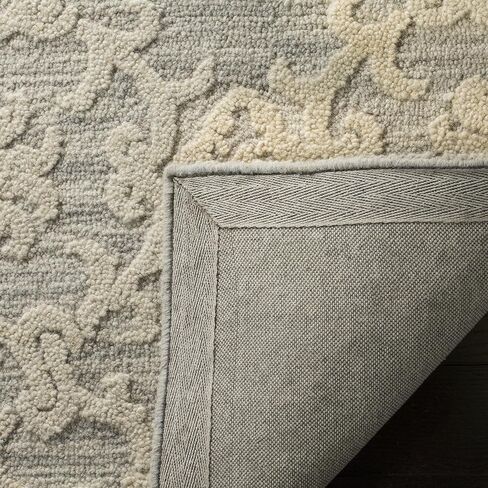 SAFAVIEH Blossom Collection 2'3" x 8' Grey/Ivory BLM104A Handmade Premium Wool Runner Rug in Saudi Arabia