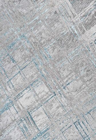 JONATHAN Y SOR201A-28 Slant Modern Abstract Indoor Area -Rug Contemporary Solid Striped Easy -Cleaning Bedroom Kitchen Living Room Non Shedding, 2 ft x 8 ft, Gray/Turquoise in Saudi Arabia