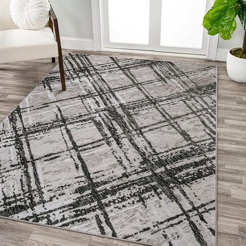 JONATHAN Y SOR201A-28 Slant Modern Abstract Indoor Area -Rug Contemporary Solid Striped Easy -Cleaning Bedroom Kitchen Living Room Non Shedding, 2 ft x 8 ft, Gray/Turquoise in Saudi Arabia
