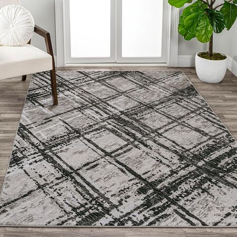 JONATHAN Y SOR201A-28 Slant Modern Abstract Indoor Area -Rug Contemporary Solid Striped Easy -Cleaning Bedroom Kitchen Living Room Non Shedding, 2 ft x 8 ft, Gray/Turquoise in Saudi Arabia