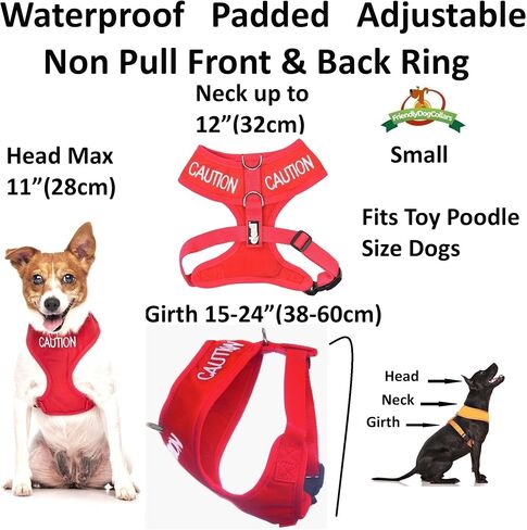 Limited Caution (Do Not Approach) Red Color Coded Non-Pull Front and Back D Ring Padded and Waterproof Vest Dog Harness Prevents Accidents by Warning Others of Your Dog in Advance (L) in Saudi Arabia