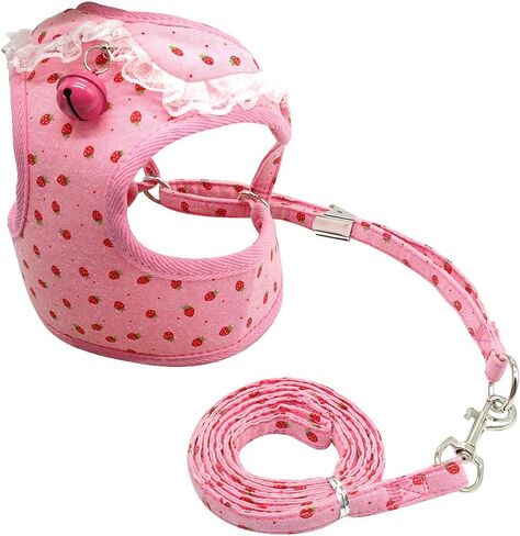 مجموعة صدرية ومقود شبكية قابلة للتعديل من ديدوج مع جرس لطيف للكلاب والقطط الصغيرة والمتوسطة in Kuwait