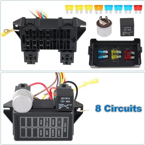 8 Circuit Wiring Harness Universal Wire Harness, Professional Automotive Replacement Electrical Fuses Wire Harness Kit, Compatible with Custom Vehicles, Hot Rods, Street Rods, Dune Buggies in Saudi Arabia