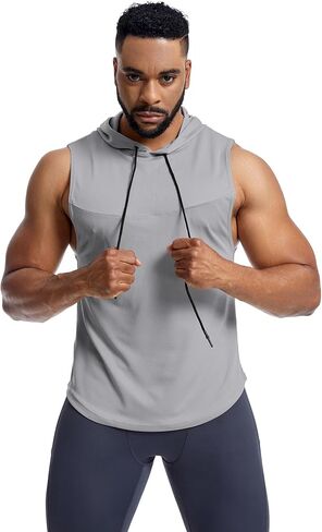 Men's Workout Tank Tops Sleeveless Running Shirts with Hoodie in Saudi Arabia