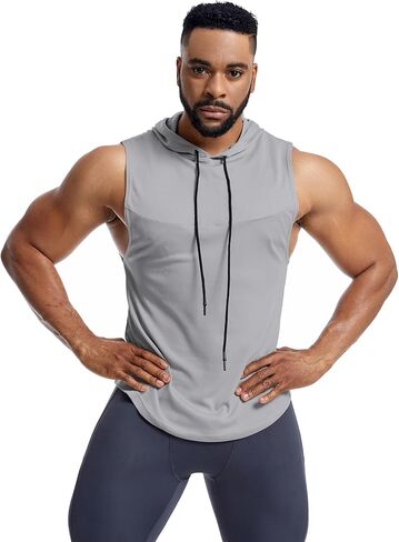 Men's Workout Tank Tops Sleeveless Running Shirts with Hoodie in Saudi Arabia