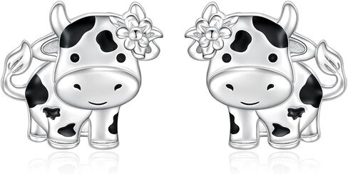 S925 Sterling Silver Hypoallergenic Cute Animal Stud Earrings Bunny Earrings Cow/Fox/Deer/Unicorn Jewelry Gift For Teen Girls in Saudi Arabia