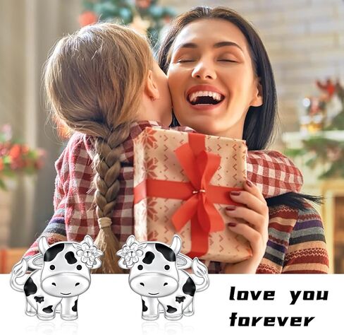 S925 Sterling Silver Hypoallergenic Cute Animal Stud Earrings Bunny Earrings Cow/Fox/Deer/Unicorn Jewelry Gift For Teen Girls in Saudi Arabia