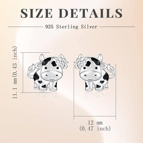 S925 Sterling Silver Hypoallergenic Cute Animal Stud Earrings Bunny Earrings Cow/Fox/Deer/Unicorn Jewelry Gift For Teen Girls in Saudi Arabia