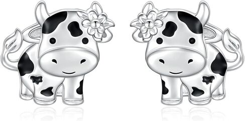 S925 Sterling Silver Hypoallergenic Cute Animal Stud Earrings Bunny Earrings Cow/Fox/Deer/Unicorn Jewelry Gift For Teen Girls in Saudi Arabia