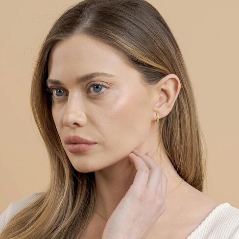 مجموعة أقراط دائرية ذهبية للنساء، أقراط هوجي صغيرة أنيقة مطلية بالذهب عيار 18 قيراط لثقب متعدد مع عمود من الفضة الإسترلينية 925، أقراط غضروف عصرية للفتيات 3 أزواج in Kuwait