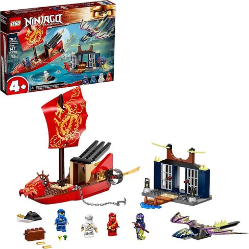 LEGO NINJAGO Legacy Final Flight of Destiny’s Bounty 71749 مجموعة بناء مجموعة اللعب، مع ألعاب التنين وJet Ski؛ جديد 2021 (147 قطعة) in Saudi Arabia