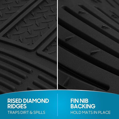 3 قطع سجادات أرضية مطاطية أمامية وخلفية شديدة التحمل من BDK ProLiner Diamond Grid لسيارة الدفع الرباعي والشاحنات والشاحنات، حماية من جميع الأحوال الجوية، مقاس عالمي، بيج، 02-Diamond Grid (MT-623-BG_VAR) in Saudi Arabia