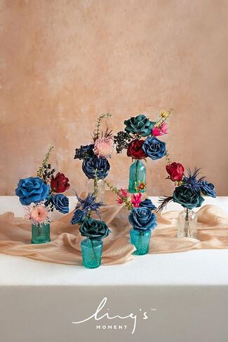 Ling's Moment Moody Burgundy & Black Artificial Flowers and Greenery Deluxe Combo Box Set, Goth Fake Flower for DIY Wedding Bridal Bouquet, Centerpieces Decor, Floral Arrangement Decor, etc. in Saudi Arabia