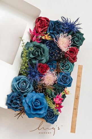Ling's Moment Moody Burgundy & Black Artificial Flowers and Greenery Deluxe Combo Box Set, Goth Fake Flower for DIY Wedding Bridal Bouquet, Centerpieces Decor, Floral Arrangement Decor, etc. in Saudi Arabia