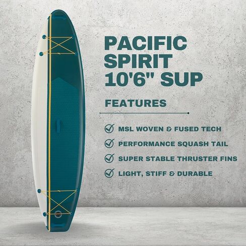 Pacific Spirit Inflatable Stand Up Paddleboard | 10'6" Long 31" Extra Wide SUP | All Accessories Included | Lightweight and Durable Paddle Board | Anti-Slip Eva Deck Pad in Saudi Arabia