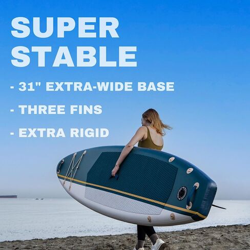 Pacific Spirit Inflatable Stand Up Paddleboard | 10'6" Long 31" Extra Wide SUP | All Accessories Included | Lightweight and Durable Paddle Board | Anti-Slip Eva Deck Pad in Saudi Arabia