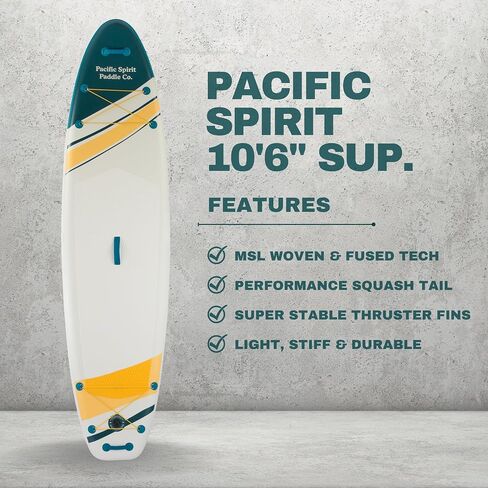 Pacific Spirit Paddle Co | The Canmore | Inflatable Stand Up Paddleboard | 10'6" Long 31" Wide | All Accessories Included | Lightweight and Durable in Saudi Arabia