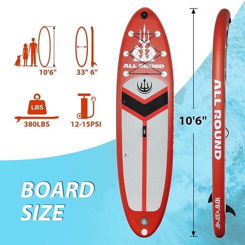 Inflatable Stand Up Paddle Board,10'6"Upgrade Version Blow Up Paddle Boards for Adults with Free Premium Sup Accessories & Backpack, Adjustable Paddle, Fins, Hand Pump in Saudi Arabia