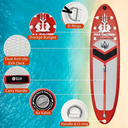 Inflatable Stand Up Paddle Board,10'6"Upgrade Version Blow Up Paddle Boards for Adults with Free Premium Sup Accessories & Backpack, Adjustable Paddle, Fins, Hand Pump in Saudi Arabia