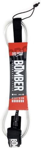 مقود Bomber Premium Surfboard من شركة Surf Repair Co. | سلك بولي يوريثان عالي القوة، مقود مقاوم للتشابك مع نظام دوار مزدوج، حبل ساق مستقيم لجميع أنواع ألواح ركوب الأمواج وألواح التجديف (أسود شفاف، 7 بوصات) in Saudi Arabia