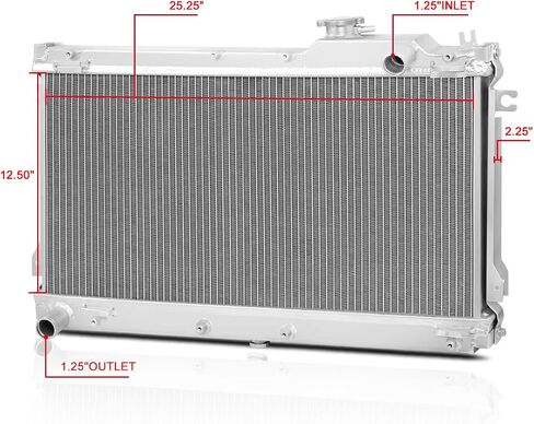 DNA Motoring RA-MM90-2 2-Row Full Aluminum Radiator, 1 Pack,Metallic in Saudi Arabia