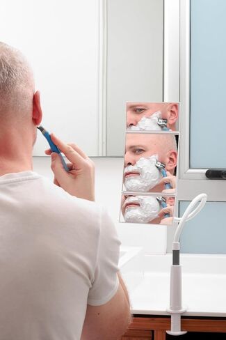 Flexible Desk Mirror, Get Comfortable to do Makeup, Lashes, Hair Styling, and Shaving. Self Brazilian Waxing Mirror, Trifold Mirror, and Cosmetic Mirror for Desk (White) in Saudi Arabia