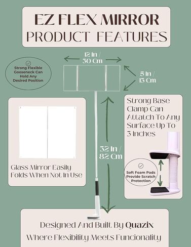 Flexible Desk Mirror, Get Comfortable to do Makeup, Lashes, Hair Styling, and Shaving. Self Brazilian Waxing Mirror, Trifold Mirror, and Cosmetic Mirror for Desk (White) in Saudi Arabia