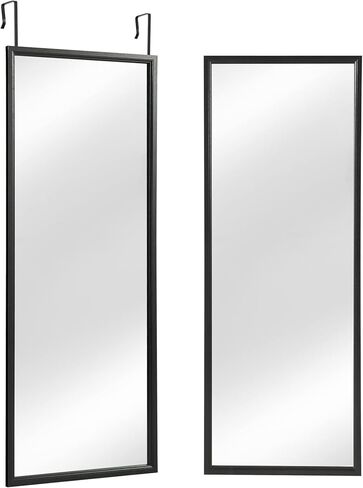 PexFix Over The Door Mirror Full Length, 44"x18" Door Mirror Full Length with Wood Frame, Full Length Mirror Over The Door with 2 Hangers Removeble, Hanging Mirror for Door or Wall Mounted Mirror in Saudi Arabia