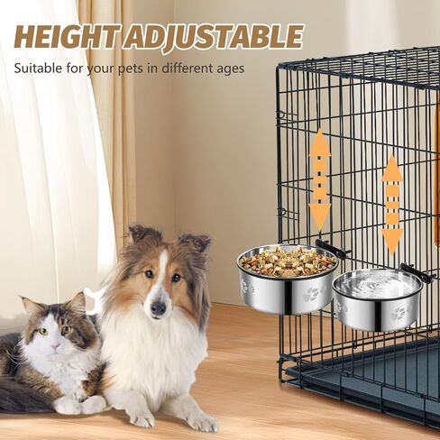 2 Pack Dog Crate Bowl,Metal Dog Water Food Bowl No Spill,Hanging Dog Bowls for Kennel,Dog Crate Water Feeder,Stainless Steel Kennel Bowls Mountable for Dogs Cats Bunny Ferret Bird in Saudi Arabia
