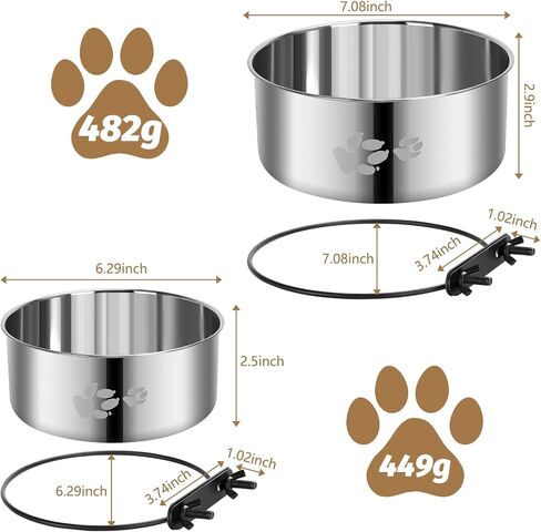 2 Pack Dog Crate Bowl,Metal Dog Water Food Bowl No Spill,Hanging Dog Bowls for Kennel,Dog Crate Water Feeder,Stainless Steel Kennel Bowls Mountable for Dogs Cats Bunny Ferret Bird in Saudi Arabia