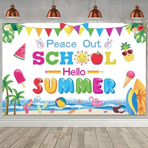 السلام خارج المدرسة مرحبا الصيف خلفية راية المدارس خارج لخلفية الصيف كشك الصور الدعائم زينة الصيف نهاية العام الدراسي ديكورات الحفلات in Kuwait