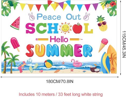 السلام خارج المدرسة مرحبا الصيف خلفية راية المدارس خارج لخلفية الصيف كشك الصور الدعائم زينة الصيف نهاية العام الدراسي ديكورات الحفلات in Kuwait