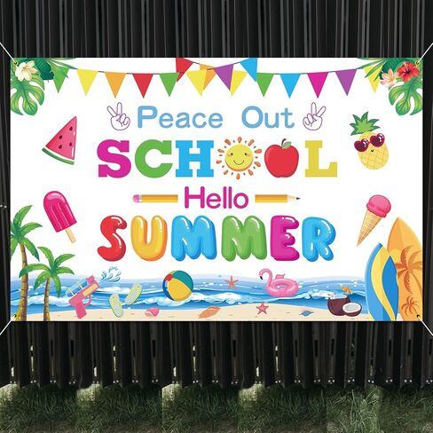 السلام خارج المدرسة مرحبا الصيف خلفية راية المدارس خارج لخلفية الصيف كشك الصور الدعائم زينة الصيف نهاية العام الدراسي ديكورات الحفلات in Kuwait