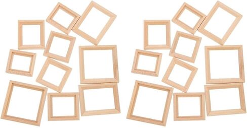 DECHOUS 20 Pcs Solid Wood Frame Mini Doll House Tiny Furniture Mini Furniture Doll House Photo Frame Micro Landscape Decors Simulation Picture Frame Mini Decoration Mini House Decors Wood in Saudi Arabia