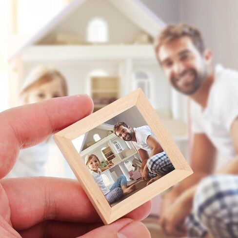 DECHOUS 20 Pcs Solid Wood Frame Mini Doll House Tiny Furniture Mini Furniture Doll House Photo Frame Micro Landscape Decors Simulation Picture Frame Mini Decoration Mini House Decors Wood in Saudi Arabia