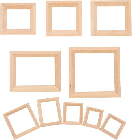 DECHOUS 20 Pcs Solid Wood Frame Mini Doll House Tiny Furniture Mini Furniture Doll House Photo Frame Micro Landscape Decors Simulation Picture Frame Mini Decoration Mini House Decors Wood in Saudi Arabia