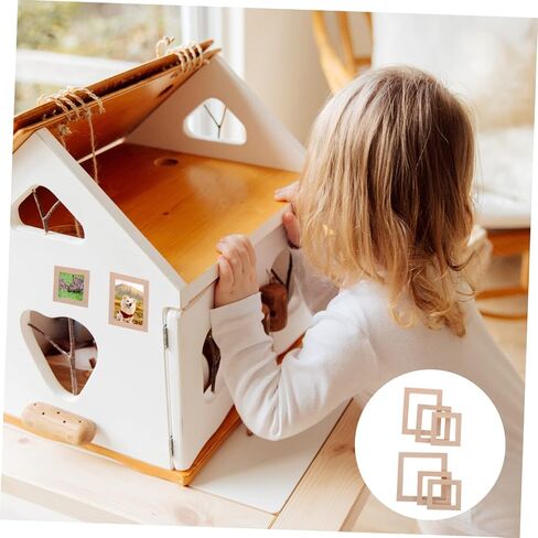 DECHOUS 20 Pcs Solid Wood Frame Mini Doll House Tiny Furniture Mini Furniture Doll House Photo Frame Micro Landscape Decors Simulation Picture Frame Mini Decoration Mini House Decors Wood in Saudi Arabia